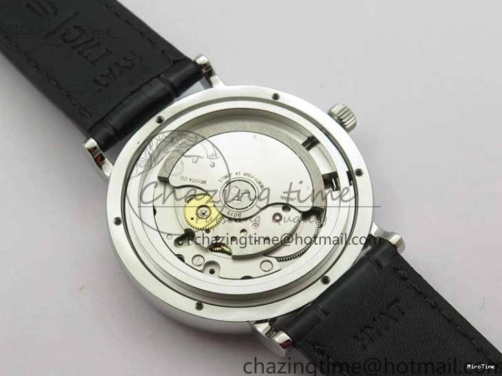 MIROTIME 0308 Vibrant Portofino IW459402 SS MKS 1:1 Best Edition White Dial on Black Leather Strap Miyota 7086
